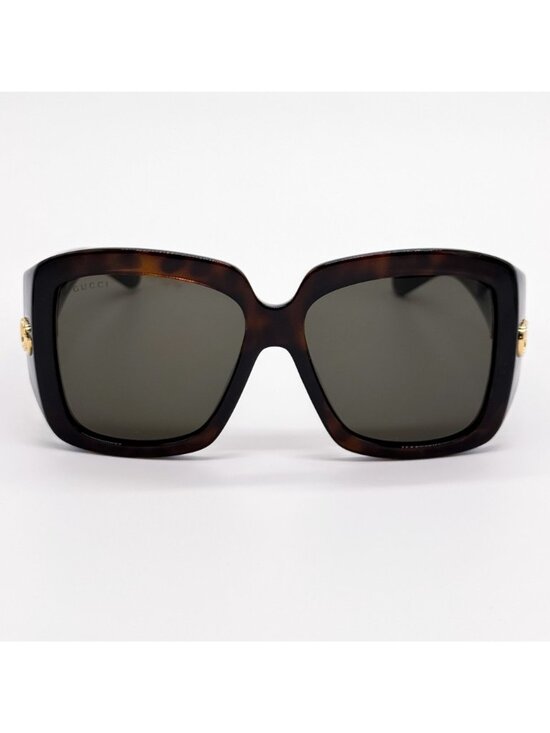 New Gucci Havana Gray Women Oversized Sunglasses GG1402SA 002